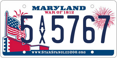 MD license plate 5AX5767
