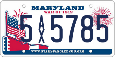 MD license plate 5AX5785