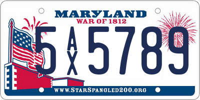 MD license plate 5AX5789