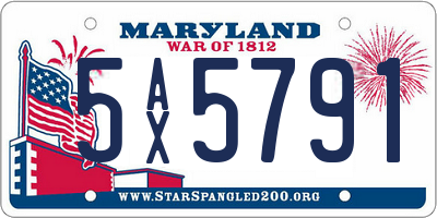MD license plate 5AX5791