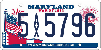 MD license plate 5AX5796
