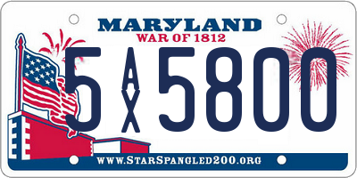 MD license plate 5AX5800