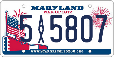MD license plate 5AX5807