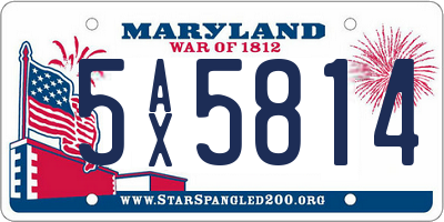 MD license plate 5AX5814