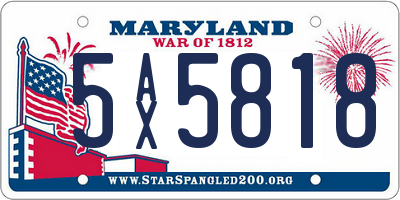 MD license plate 5AX5818