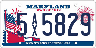 MD license plate 5AX5829