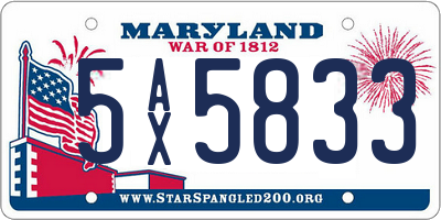 MD license plate 5AX5833
