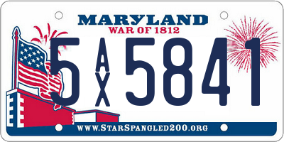 MD license plate 5AX5841