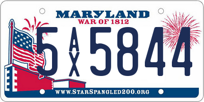 MD license plate 5AX5844
