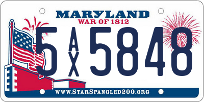 MD license plate 5AX5848