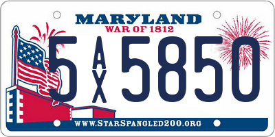 MD license plate 5AX5850