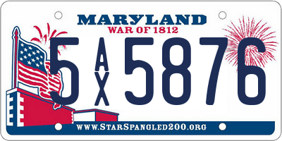 MD license plate 5AX5876