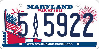 MD license plate 5AX5922