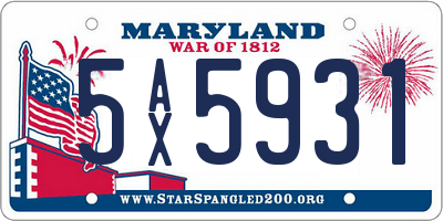 MD license plate 5AX5931