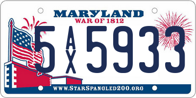 MD license plate 5AX5933