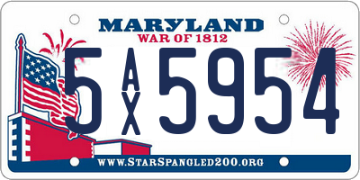 MD license plate 5AX5954