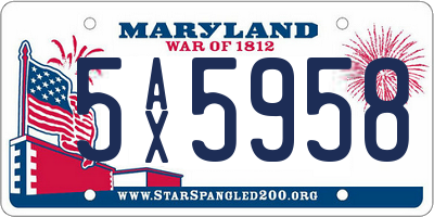 MD license plate 5AX5958