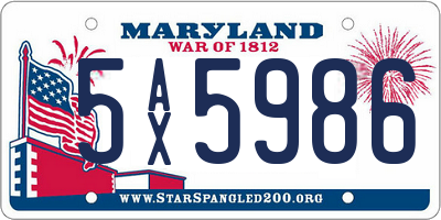 MD license plate 5AX5986