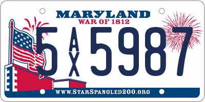 MD license plate 5AX5987