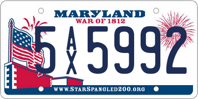 MD license plate 5AX5992