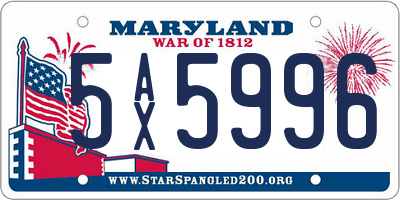 MD license plate 5AX5996