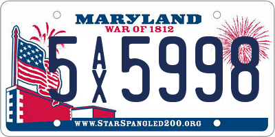 MD license plate 5AX5998