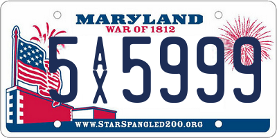 MD license plate 5AX5999