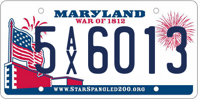 MD license plate 5AX6013