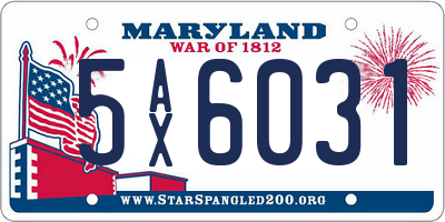 MD license plate 5AX6031