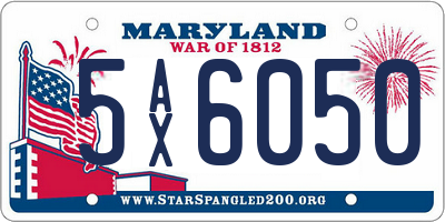MD license plate 5AX6050