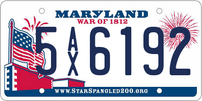 MD license plate 5AX6192