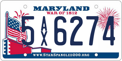 MD license plate 5AX6274