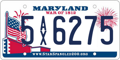 MD license plate 5AX6275