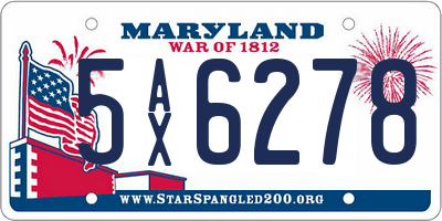 MD license plate 5AX6278