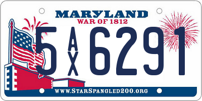 MD license plate 5AX6291