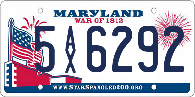 MD license plate 5AX6292