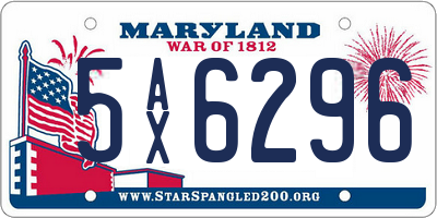 MD license plate 5AX6296