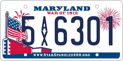 MD license plate 5AX6301