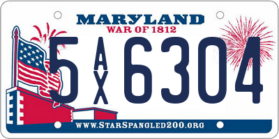MD license plate 5AX6304
