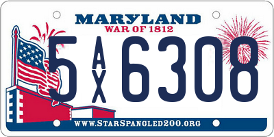 MD license plate 5AX6308