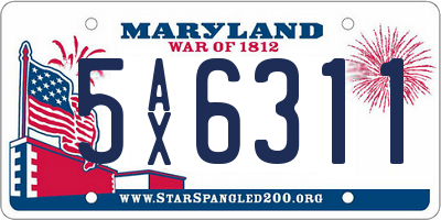 MD license plate 5AX6311