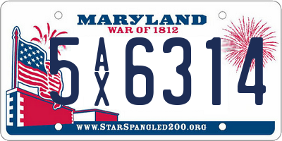 MD license plate 5AX6314