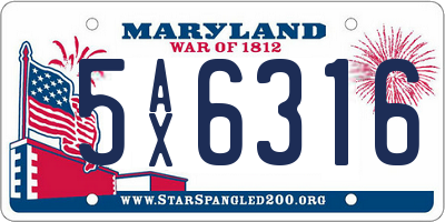 MD license plate 5AX6316