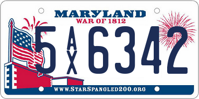 MD license plate 5AX6342