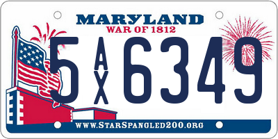 MD license plate 5AX6349