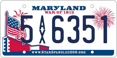 MD license plate 5AX6351