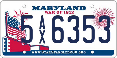 MD license plate 5AX6353