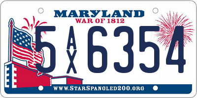 MD license plate 5AX6354