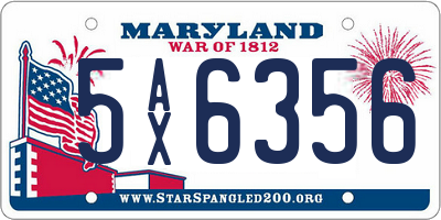 MD license plate 5AX6356