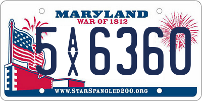 MD license plate 5AX6360